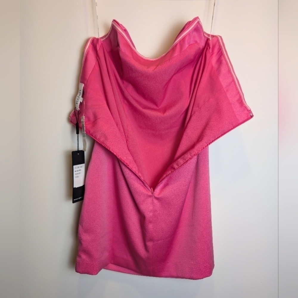 Elliatt Emani Satin Hot Pink Strapless Mini Party Dress Size Large - Picture 5 of 10